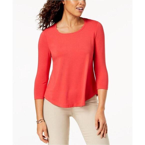 JM Collection Petite Three-Quarter-Sleeve Top - Picture 1 of 2